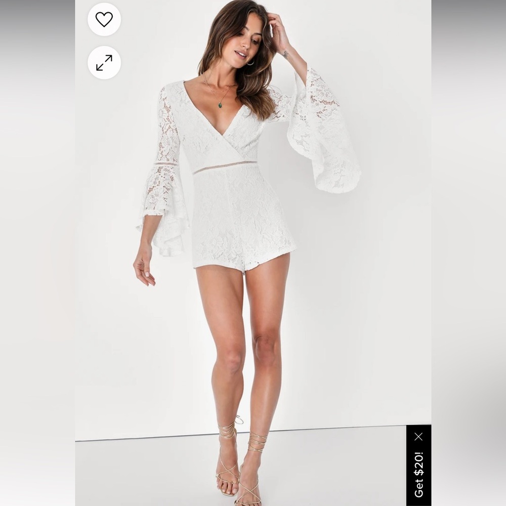 Lulus Babygirl White Lace Faux Wrap Romper